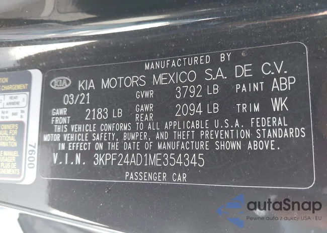 3KPF24AD1ME354345: 43313080