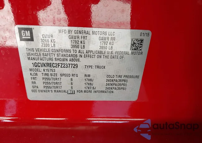 1GCVKREC2FZ237729: 43313123