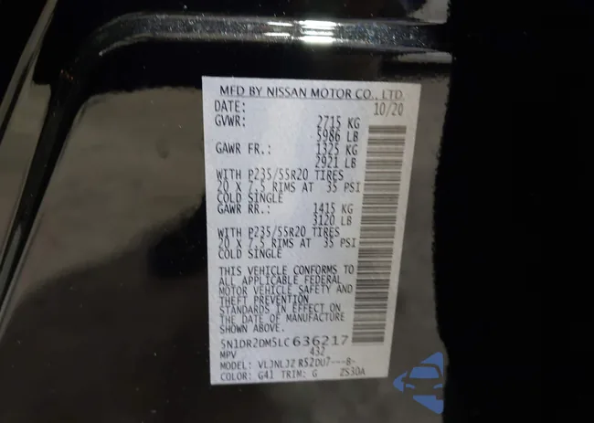 5N1DR2DM5LC636217: 43313207