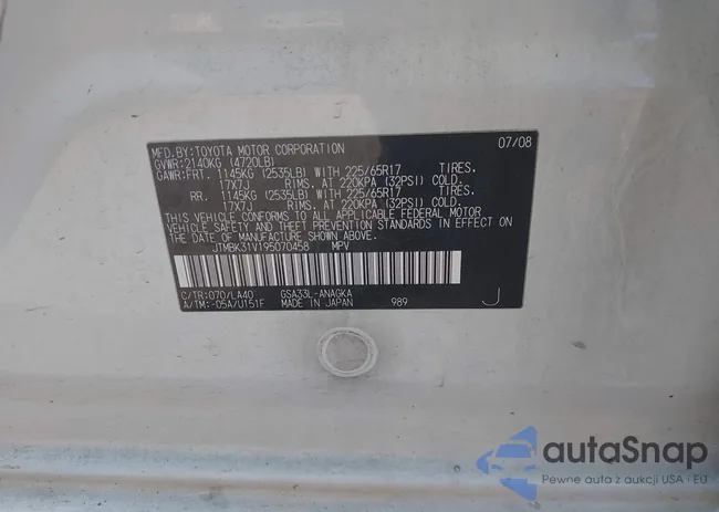 JTMBK31V195070458: 43313229