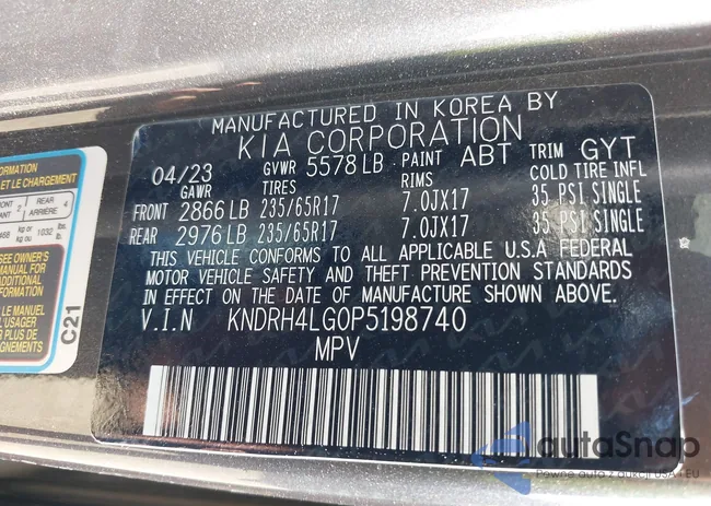 KNDRH4LG0P5198740: 43313264