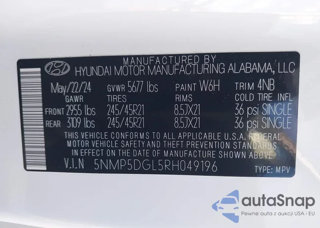 5NMP5DGL5RH049196: 43313289