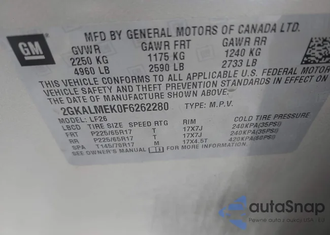 2GKALMEK0F6262280: 43313300