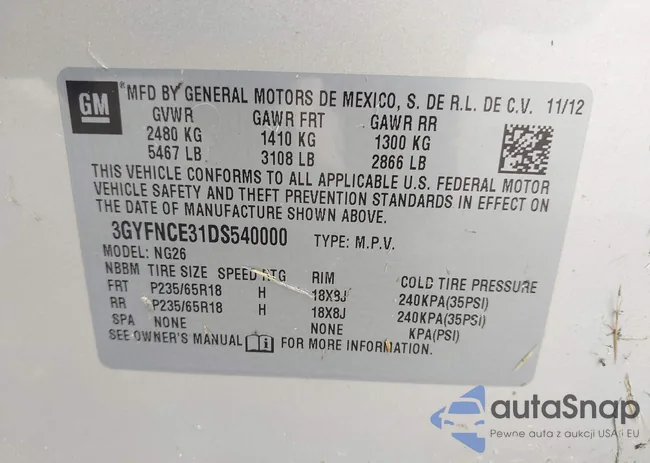 3GYFNCE31DS540000: 43312456