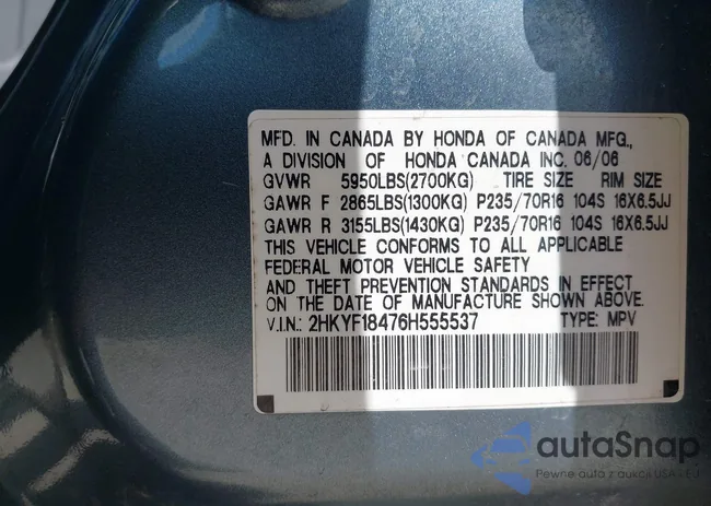 2HKYF18476H555537: 43312468