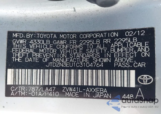 JTDZN3EU1C3104764: 43312476