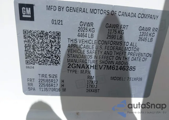 2GNAXHEV7M6146385: 43312511