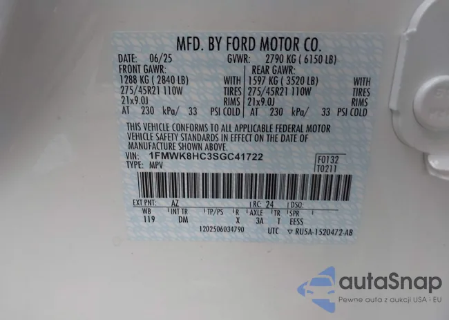 1FMWK8HC3SGC41722: 43312567