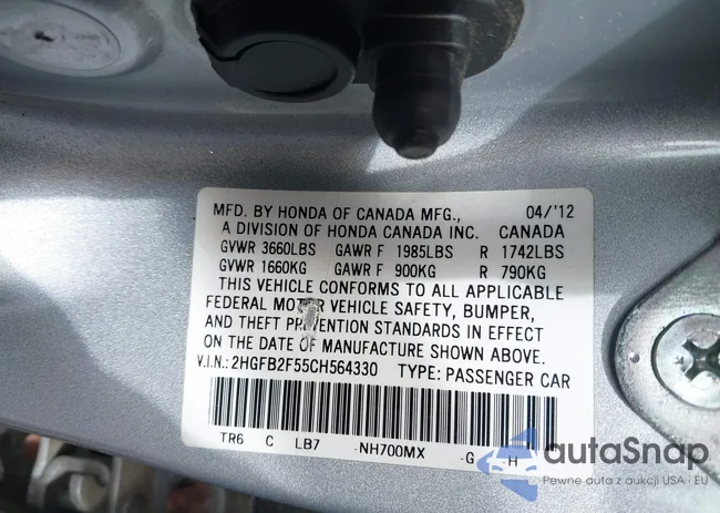 2HGFB2F55CH564330: 43312737