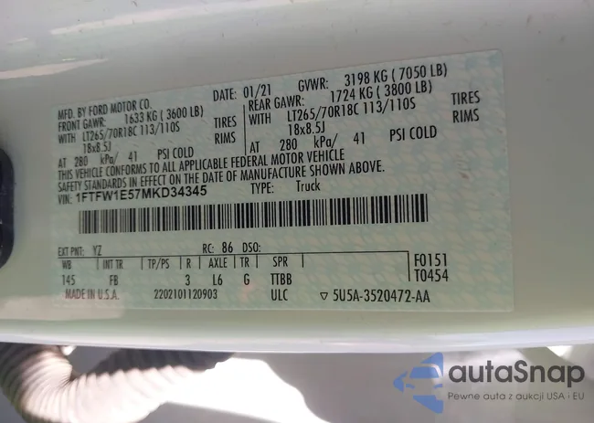 1FTFW1E57MKD34345: 43313829