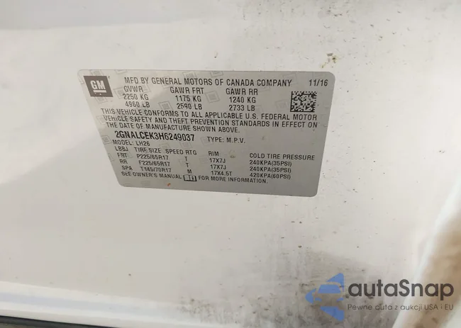 2GNALCEK3H6249037: 43313877