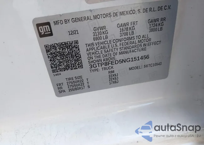 3GTP8FED5NG151456: 43313903