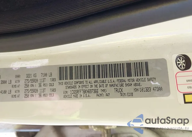 1C6SRFFT6KN697366: 43313913