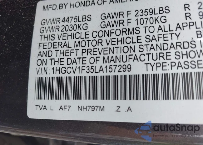 1HGCV1F35LA157299: 43314007