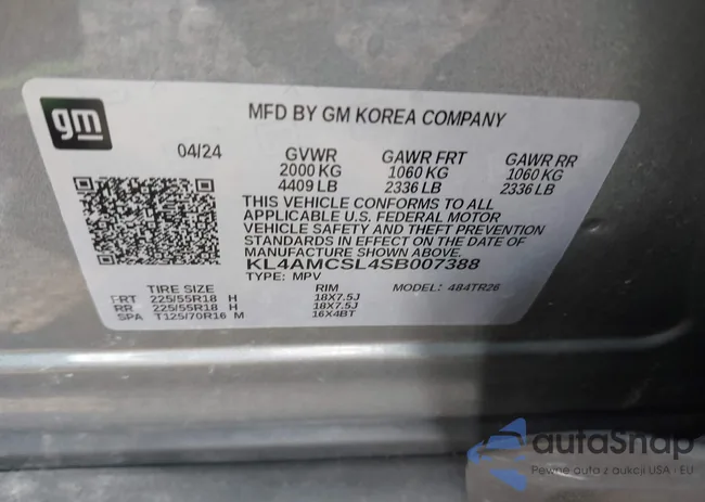 KL4AMCSL4SB007388: 43314074