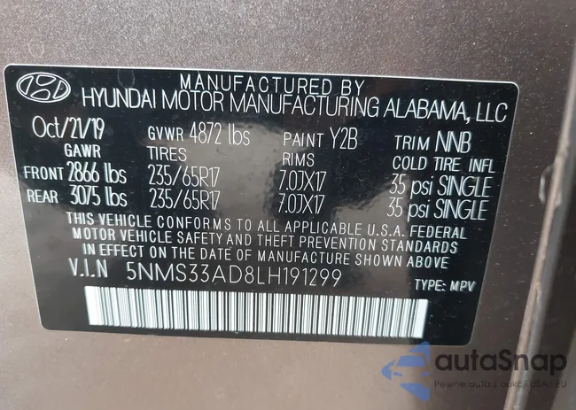 5NMS33AD8LH191299: 43314079