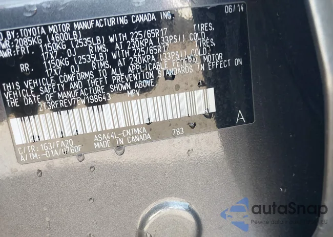 2T3RFREV7EW198643: 43314132