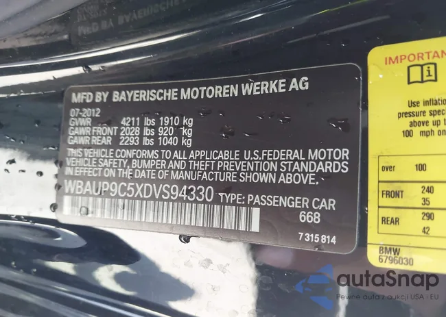 WBAUP9C5XDVS94330: 43314287