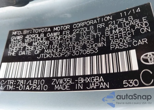 JTDKN3DP2F3070853: 43313363