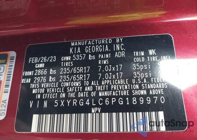 5XYRG4LC6PG189970: 43313389