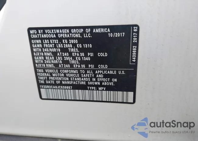 1V2DR2CA6JC539857: 43313525