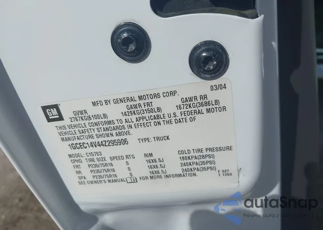 1GCEC14V44Z295906: 43313648