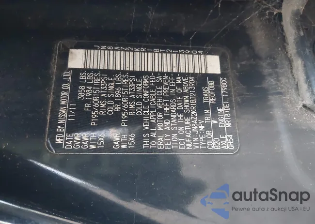 JN8AZ2KR1BT213904: 43314810