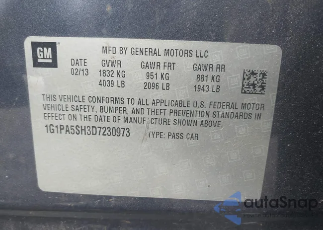 1G1PA5SH3D7230973: 43314912