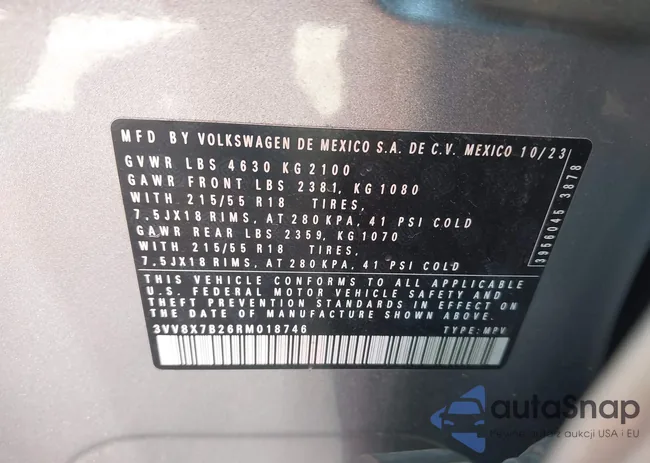 3VV8X7B26RM018746: 43315043