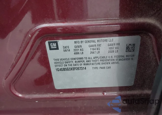 1G4GB5G3XEF267314: 43315084