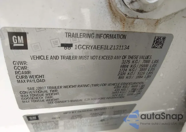 1GCRYAEF1LZ131134: 43315096