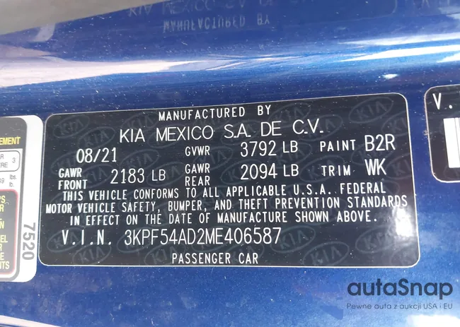 3KPF54AD2ME406587: 43315101