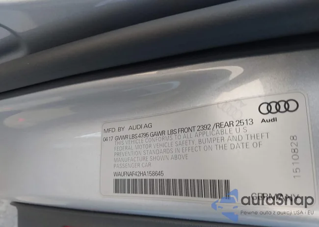 WAUFNAF42HA158645: 43315170