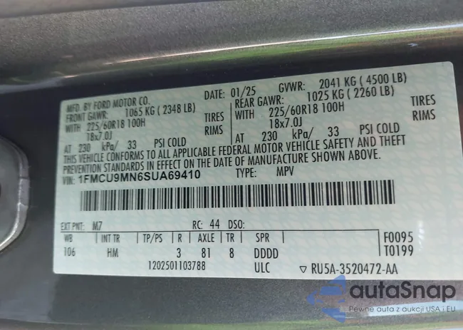 1FMCU9MN6SUA69410: 43315183