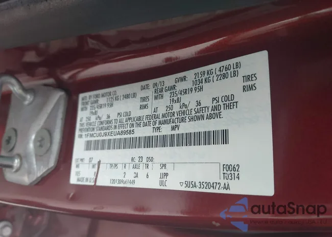 1FMCU0J9XEUA89585: 43315242