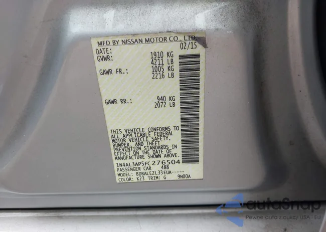 1N4AL3AP5FC276504: 43314412