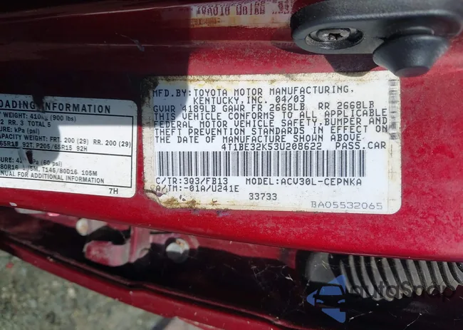 4T1BE32K53U208622: 43314455