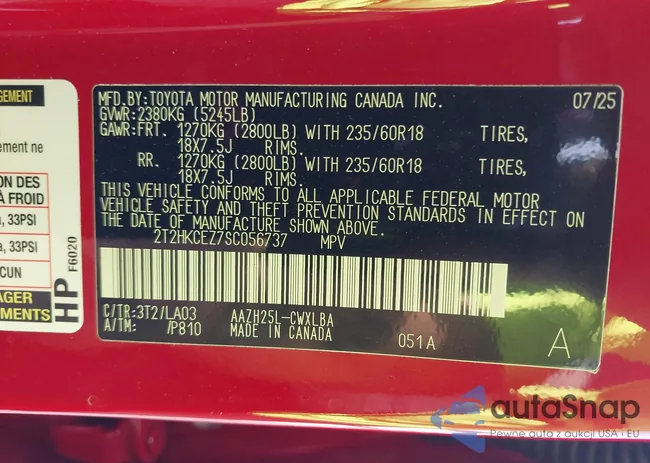 2T2HKCEZ7SC056737: 43314492