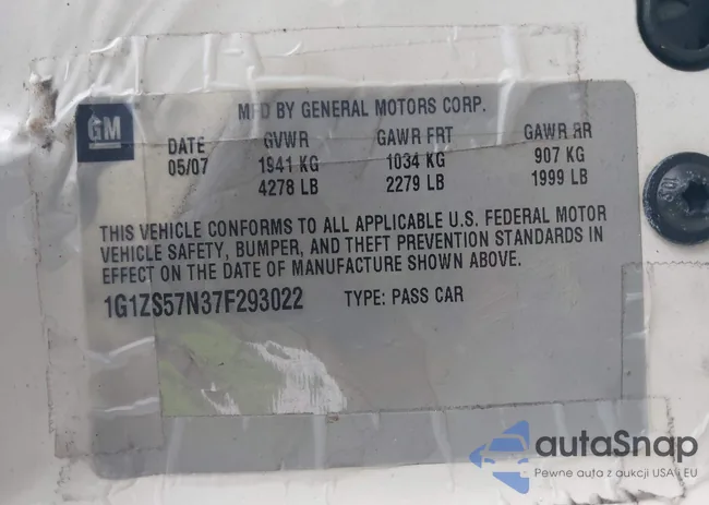 1G1ZS57N37F293022: 43314555