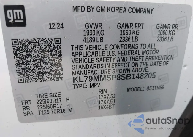 KL79MMSP8SB148205: 43314597