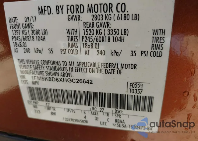 1FM5K8D8XHGC26642: 43314609