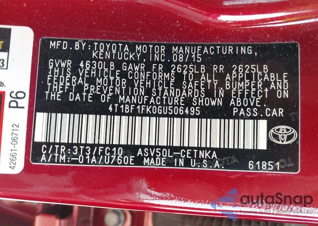 4T1BF1FK0GU506495: 43314639