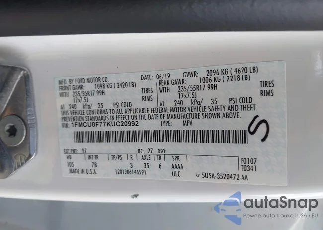 1FMCU0F77KUC20992: 43314743