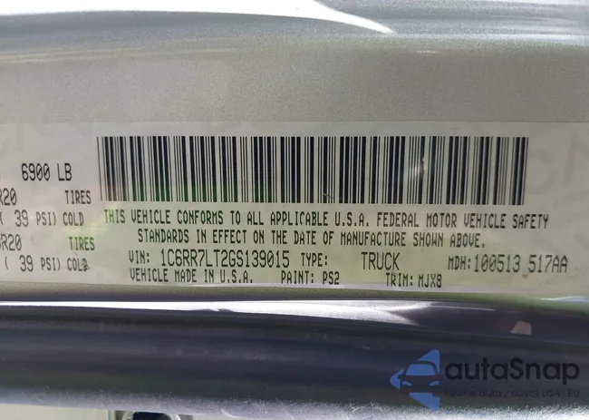 1C6RR7LT2GS139015: 43315760