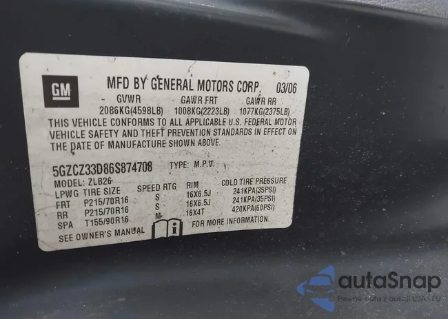 5GZCZ33D86S874708: 43315859