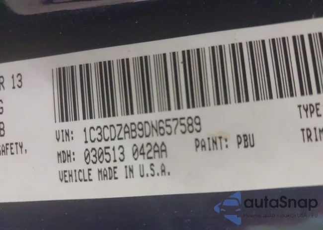 1C3CDZAB9DN657589: 43315958