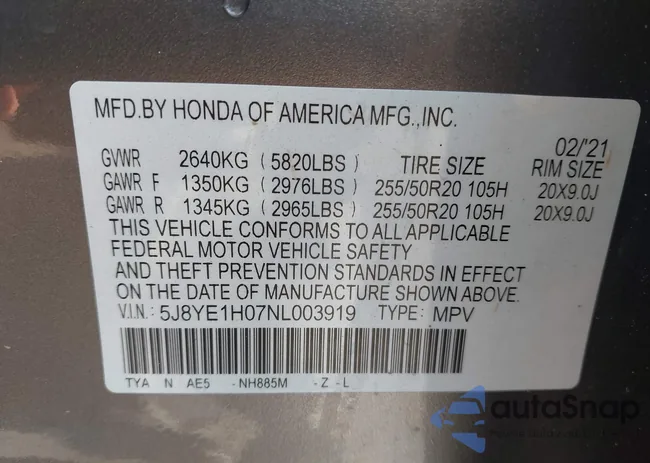 5J8YE1H07NL003919: 43315973