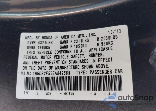 1HGCR2F58EA042565: 43316005