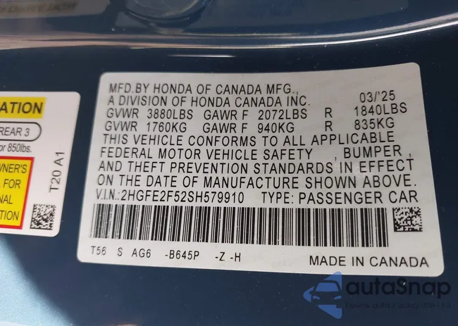 2HGFE2F52SH579910: 43316056