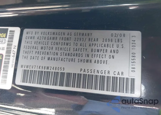 WVWEV71K98W248059: 43316072